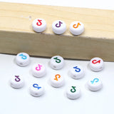 Colorful Symbol Flat Round Acrylic Beads 4x7mm Loose Beads DIY Jewelry Making