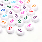 Colorful Symbol Flat Round Acrylic Beads 4x7mm Loose Beads DIY Jewelry Making