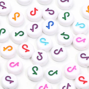 Colorful Symbol Flat Round Acrylic Beads 4x7mm Loose Beads DIY Jewelry Making
