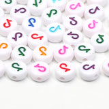 Colorful Symbol Flat Round Acrylic Beads 4x7mm Loose Beads DIY Jewelry Making