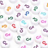 Colorful Symbol Flat Round Acrylic Beads 4x7mm Loose Beads DIY Jewelry Making