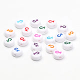 Colorful Symbol Flat Round Acrylic Beads 4x7mm Loose Beads DIY Jewelry Making