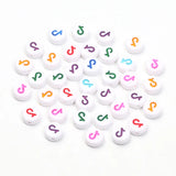 Colorful Symbol Flat Round Acrylic Beads 4x7mm Loose Beads DIY Jewelry Making