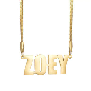 Personalized Name Necklace Stainless Steel Letter Pendant Snake Chain