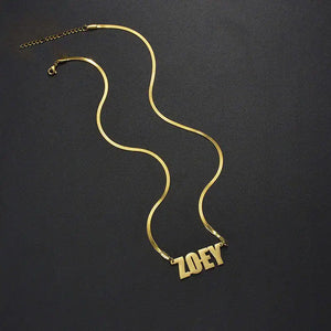 Personalized Name Necklace Stainless Steel Letter Pendant Snake Chain