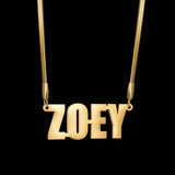 Personalized Name Necklace Stainless Steel Letter Pendant Snake Chain