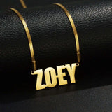 Personalized Name Necklace Stainless Steel Letter Pendant Snake Chain