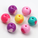Colorful Beads Heart Pattern Round Balls 12mm Acrylic Beads DIY Jewelry