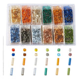 DIY Jewelry Kit Glass Bugle Beads Round Hole with Needles