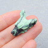 Green Turquoise Wolf Head Pendant Bead 26x18x10mm