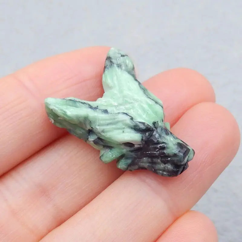 Green Turquoise Wolf Head Pendant Bead 26x18x10mm