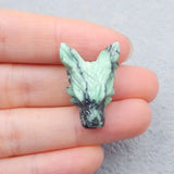 Green Turquoise Wolf Head Pendant Bead 26x18x10mm