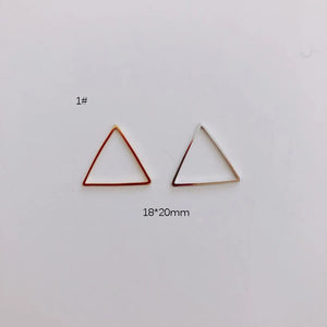 Geometric Triangle Copper Earrings Minimalist Hand Closed Circle Pen