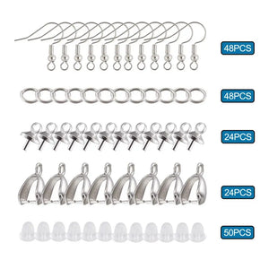 DIY Jewelry Making Kit Stainless Steel Earring Hooks Plastic Ear Nuts