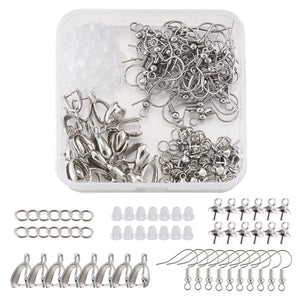 DIY Jewelry Making Kit Stainless Steel Earring Hooks Plastic Ear Nuts