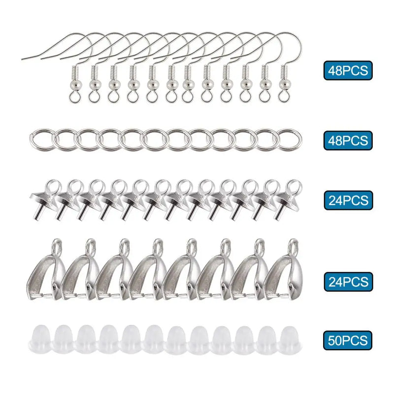 DIY Jewelry Making Kit Stainless Steel Earring Hooks Plastic Ear Nuts