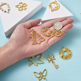 DIY Jewelry Making Kit - Open Back Bezel Pendants Golden Butterfly Flower Leaf