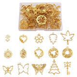 DIY Jewelry Making Kit - Open Back Bezel Pendants Golden Butterfly Flower Leaf