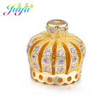 Micro Pave Zircon Metal Crown Bead Caps for Jewelry Making