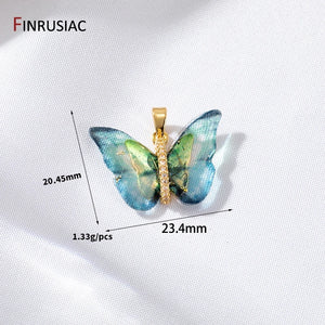 14K Plated Brass Shell Butterfly Charm For Necklace Making