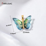 14K Plated Brass Shell Butterfly Charm For Necklace Making