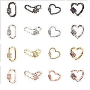 Zircon Charms Brass Accessories for Necklace Bracelet - 4 Pieces