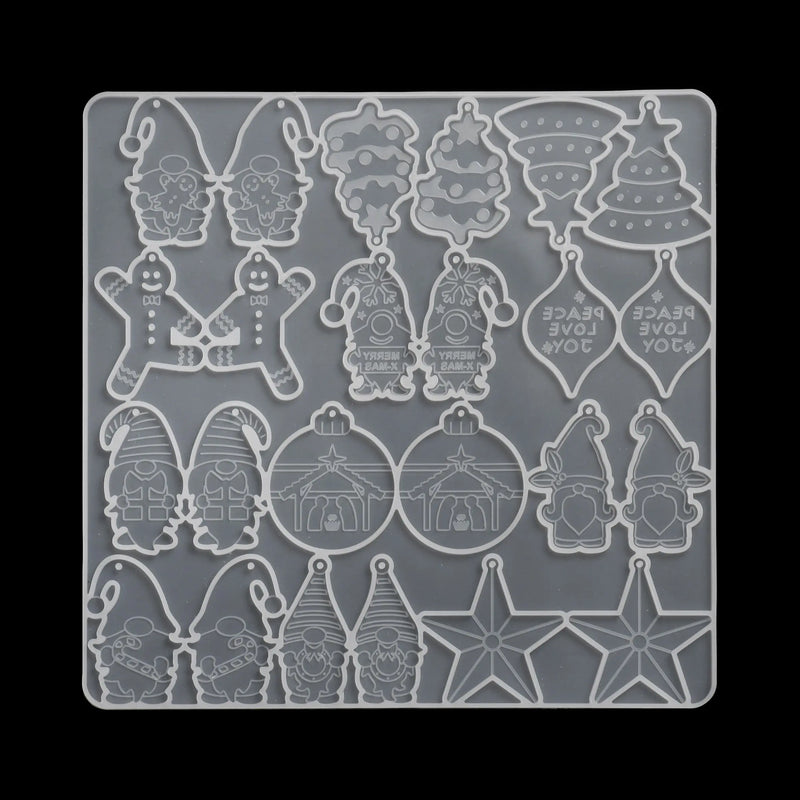 Dwarf UV Epoxy Merry Christmas Silicone Mould Keychain Molds Earrings Resin Mold