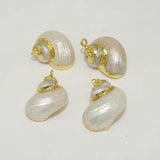 Vintage Natural Mother of Pearl Shell Pendants Abalone Shell Plated