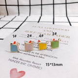 DIY 925 Silver Needle Alloy Diamond Earrings Material 4pcs