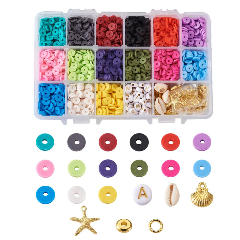 Polymer Clay Heishi Beads Cowrie Shell Acrylic DIY Jewelry Set Kit