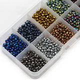 DIY Kit Set Box 3mm 2000pcs Faceted Round Crystal Glass Beads for Jewelry Making
