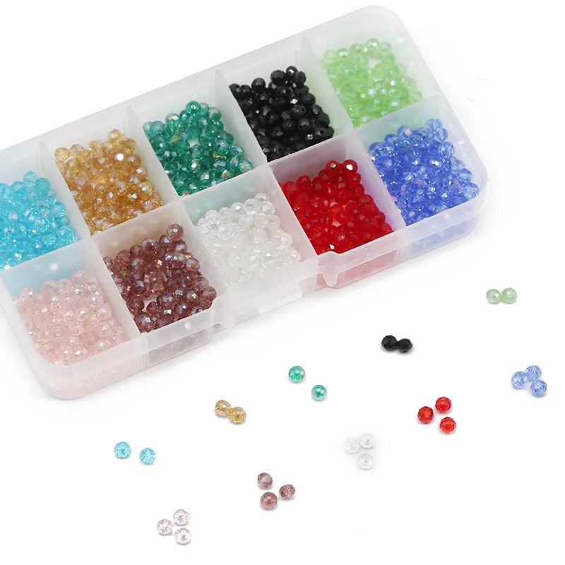 Faceted Flat Round Austria Crystal Glass Spacer Beads DIY Kit Set 1000pcs