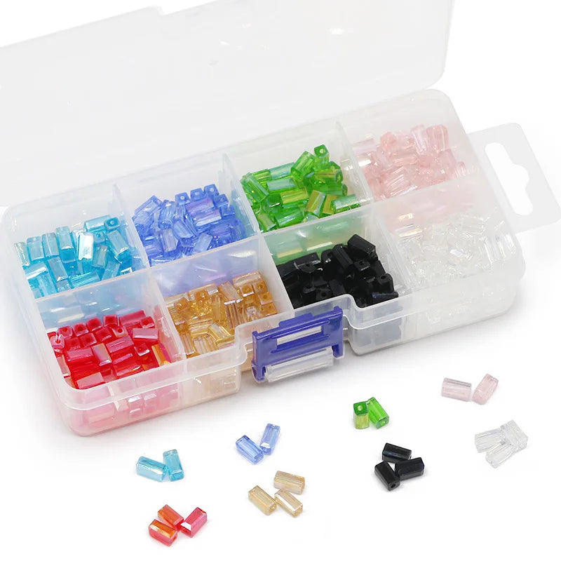 DIY Kit Set Box 4x8mm 400pcs Square Crystal Spacer Beads