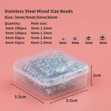 300pcs Round Stainless Steel Spacer Beads DIY Kit Set for Jewelry Making