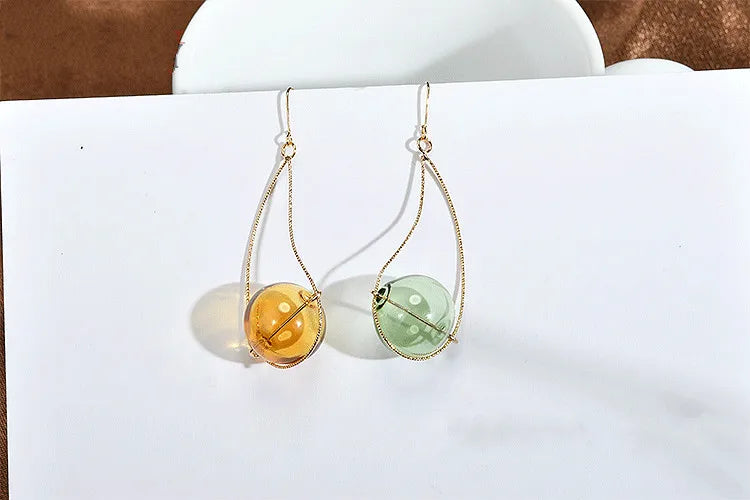 Korea Mermaid Foam Glass Bubble Earrings Pendant
