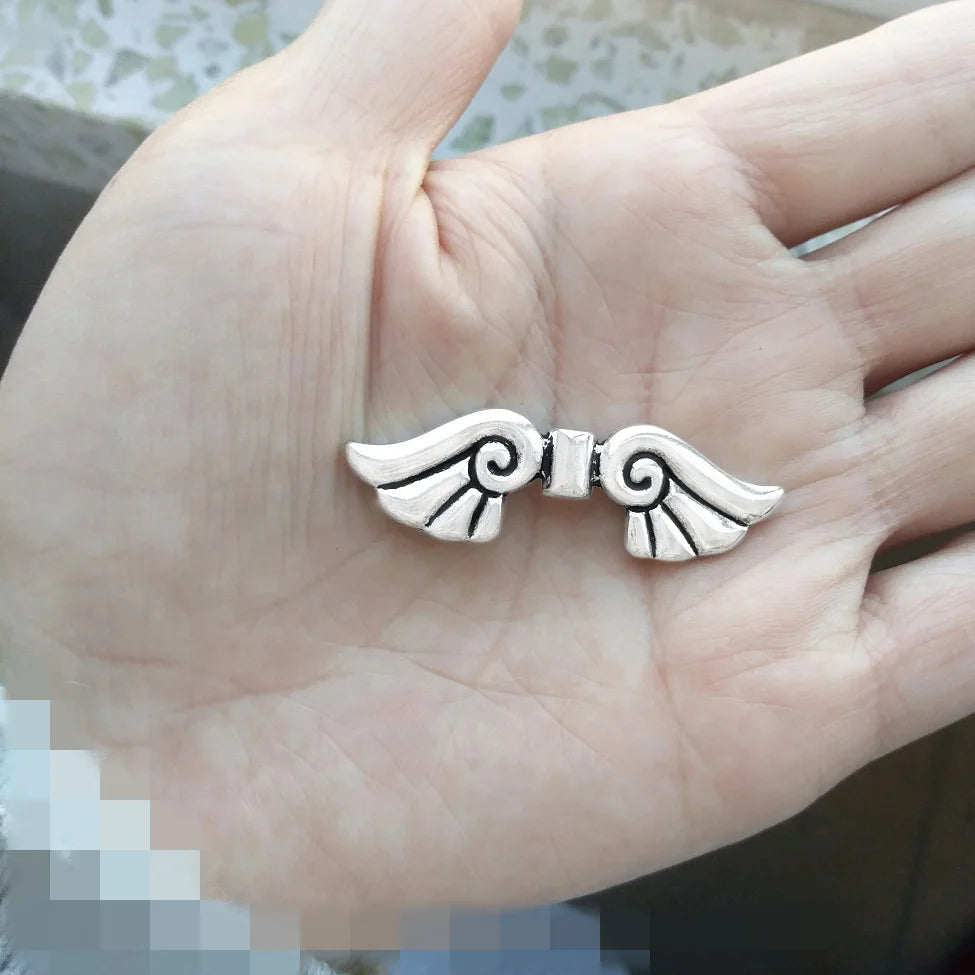 10pcs Large Angel Wing Bead Charms Bracelets Crafts Metal Jewelry Findings