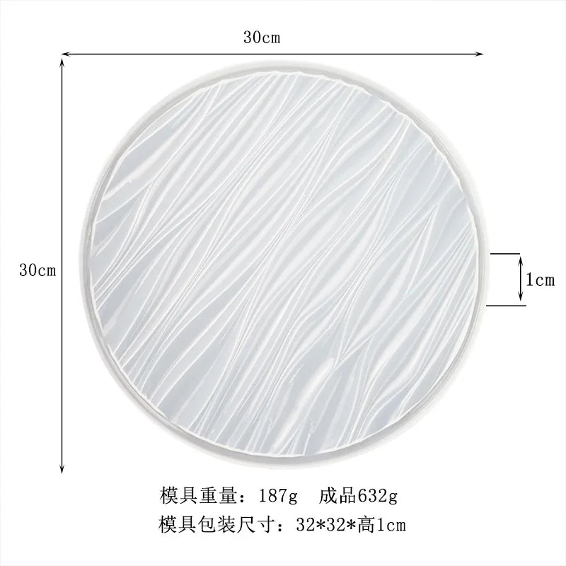 Large Fruit Plate Epoxy Silicone Mold Round Wave Line Coaster Tray Cup Pad Molds