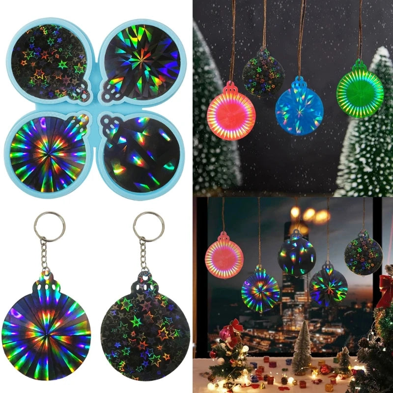 DIY Light & Shadow Keychain Christmas Silicone Epoxy Mold - Crafting Mould