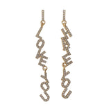 Crystal Letter Earring Rhinestone Dangle Earrings Party Women
