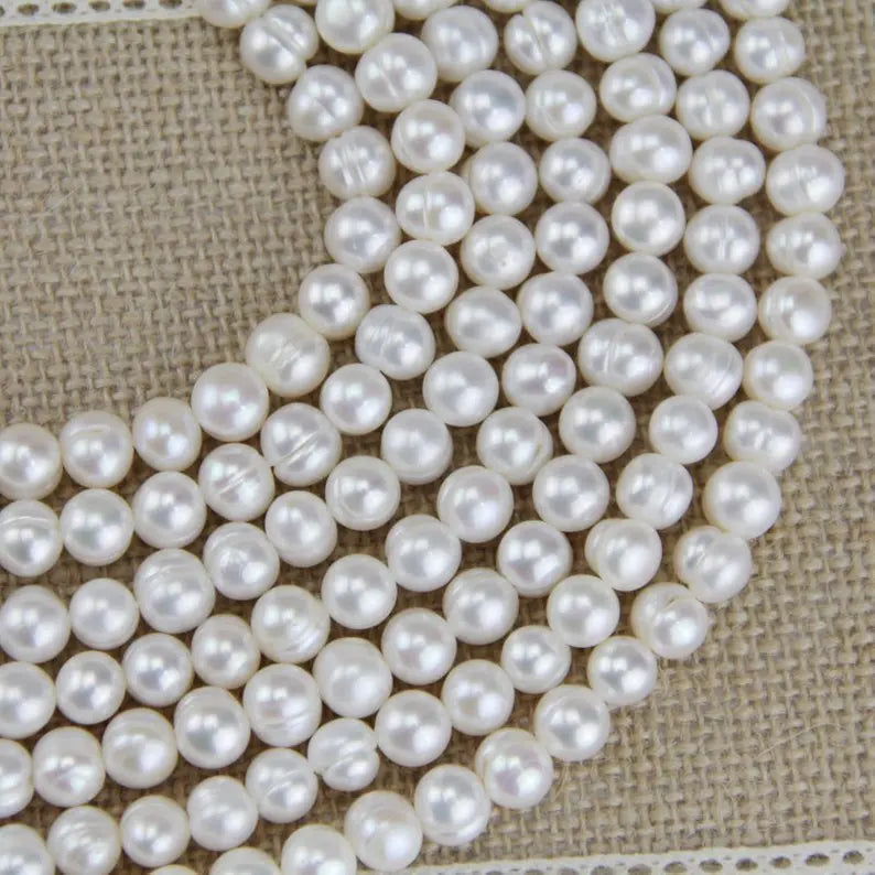 7-8mm Potato Round Freshwater Pearl Loose Beads, 15inches Strand
