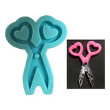 Love Heart Mini Scissors Resin Mold Keychain Pendant Silicone Mould