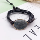 Handrope Women's Multi-layer Cord Bracelet Natural Stone Bracelet