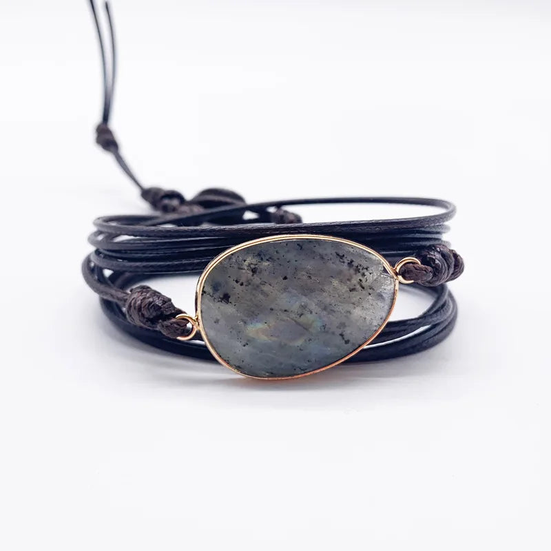 Handrope Women's Multi-layer Cord Bracelet Natural Stone Bracelet