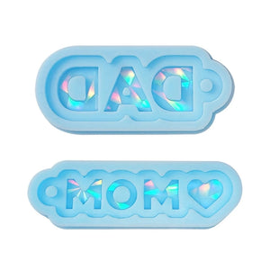 DIY MOM DAD Keychain Silicone Epoxy Mirror Mold Crafting Mould