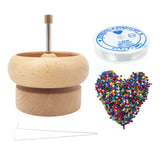 DIY Bead Spinner Holder Wooden Bowl for Bracelets Crafting