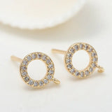 14K Plated Zircon Stud Earrings Fittings for Jewellery