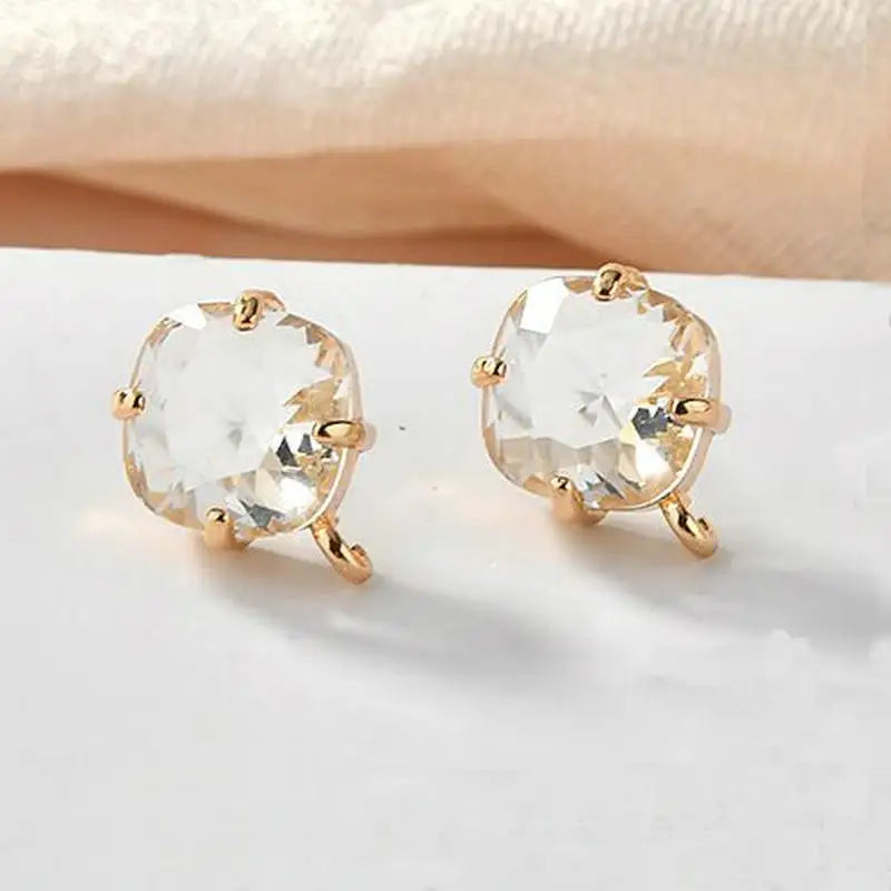 14K Plated Zircon Stud Earrings Fittings for Jewellery