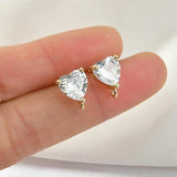 14K Plated Zircon Stud Earrings Fittings for Jewellery