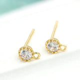 14K Plated Zircon Stud Earrings Fittings for Jewellery