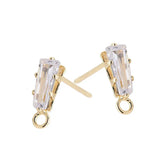 14K Plated Zircon Stud Earrings Fittings for Jewellery
